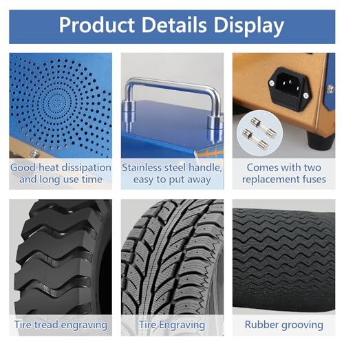 Image of Tire Groover Machine, 1000W Rubber Tire Regroover Machine, Tire Grooving Tool, Professional Tire Groover with 20 pcs U /V-Shaped Blades for Rubber and Tires 110V