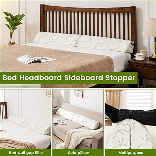 Qucover Queen Bed Wedge, Soft Breathable Bamboo Fiber Triangle Bed Pillow Wedge Headboard, 2-Sections Memory Foam Pillow Wedge For Headboard Gap, 60X8X6 Inch #TOP3
