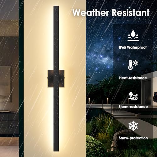 BesLowe 2-Pack 39” LED Outdoor Wall Lights, Modern Black Exterior Sconces by BesLowe - Used condition - Image 2