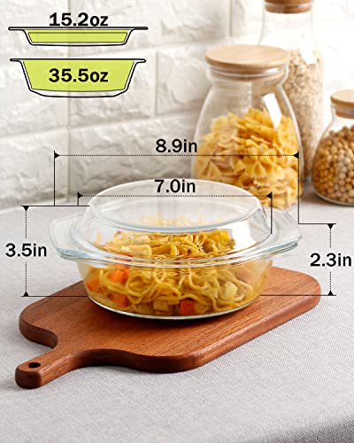 Zyer ROUND-1L Glass Casserole With Glass Lid Covered Glass Bakeware Ovenware Easy Grab Glass Microwave Bowls thumb #1