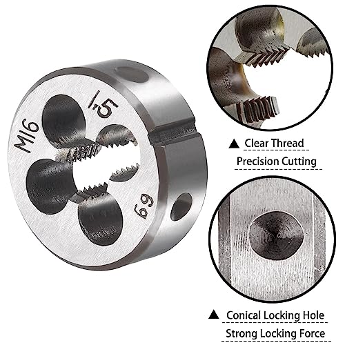 Saipor M16 X 1.5 Metric Tap and Die Set M16 X 1.5mm HSS Straight Fluted Machine Thread Right Hand Screw Tap and Round Threading Die 3 Saipor M16 X 1.5 Metric Tap and Die Set M16 X 1.5mm HSS Straight Fluted Machine Thread Right Hand Screw Tap and Round Threading Die - Image 3