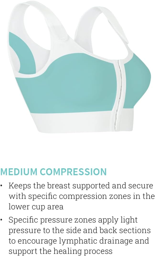 Amoena Women's Theraport Front Closure High Cotton Post Surgery Pocketed Compression Mastectomy Bra, Radiation/radiotherapy - Image 3