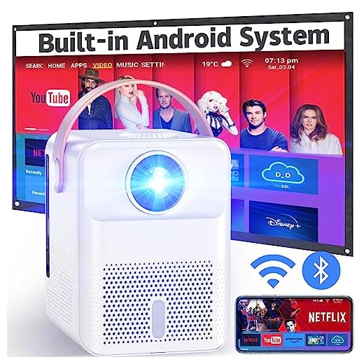 Portable Projector with Android System, Mini Projector with 5G WiFi and Bluetooth, Compatible with Phone, TV Stick, Laptop, PS4, HDMI,USB, Max 300” Full HD 1080P Outdoor Projector 4K ±45° ZOOM Support