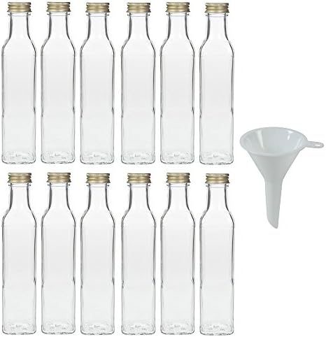 6 Bruine Melkflessen 1 Liter Met Schroefdop - Incl. Trechter Voor Sap, Likeur Of Olie