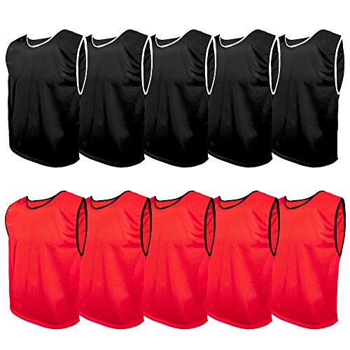 SPORTSBIBS Chasuble Sport x10pcs, Bavoirs d'entraînement, Gilets Football pour Enfants, Juniors et Adultes, Maillot Training, Plus de 10 Couleurs, Universel...