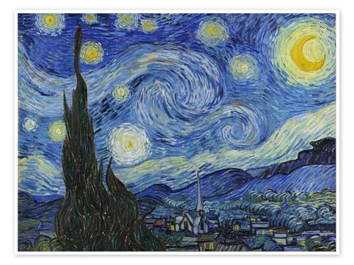La Nuit étoilée Poster de Vincent van Gogh 40 x 30 cm Bleu Tableaux Décoration murale