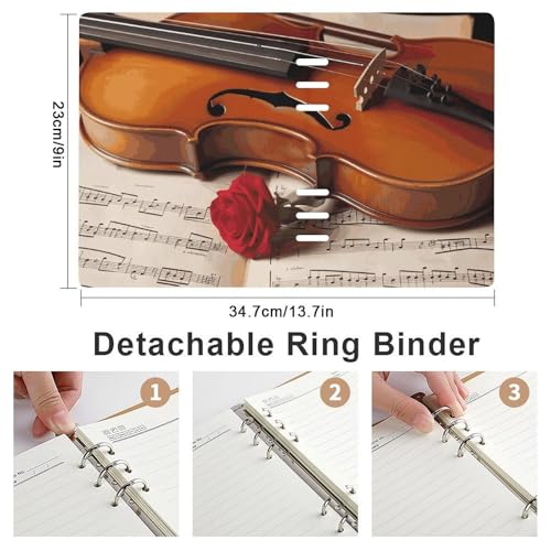 Cuaderno de hojas sueltas A5 de violín recargable con cubierta duradera de piel 2