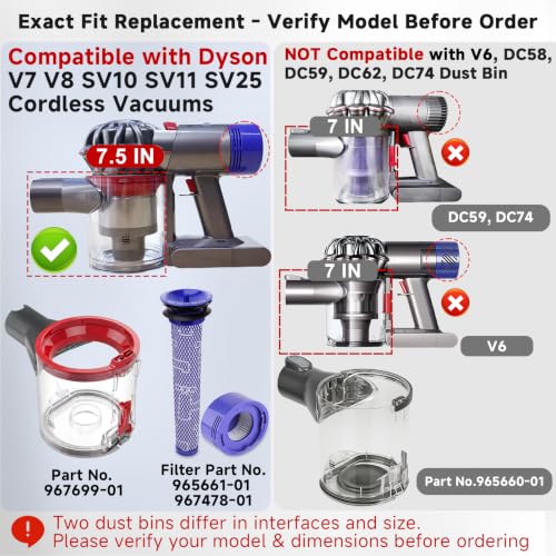 Image of Lemige Upgraded Vacuum Filter Dust Bin Canister Replacement for Dyson V7 V8