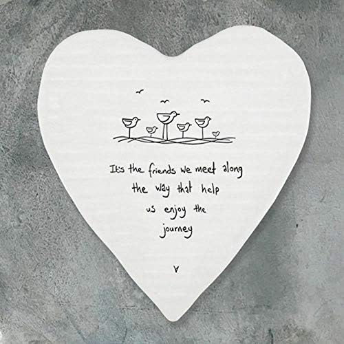 East of India Porcelein Heart Shaped Coaster 'Its the friends we meet.' Gift