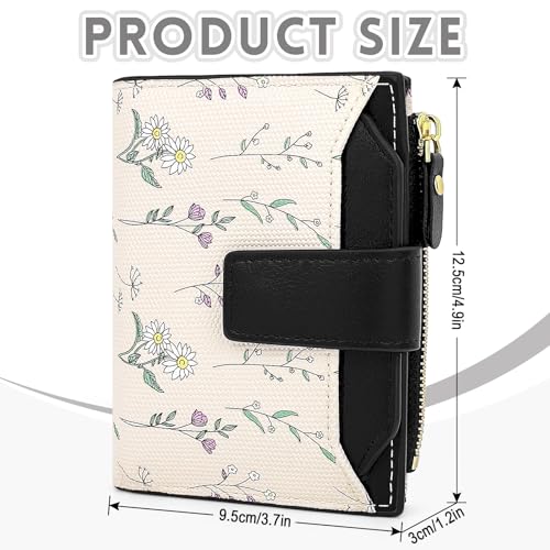 Small Wallet Womens Black Flower Cute Wallet for Women Slim Change Purse for Ladies Bifold Wallet Womens With Zipper Coin Pocket Purses Card Holder for Women2