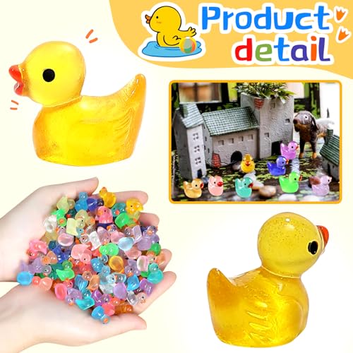 JIUZHU 225 Patos Mini Patos que Brilha no Escuro Patos de Resina Luminosos Patos Minúsculos para Esc