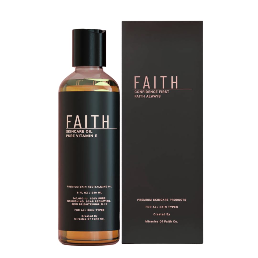 Faith Co Organic Vitamin E Oil, 100% Pure Vitamin E Oil, 240,000 IU - Hexane-Free Vitamin E Oil for Skin Moisturizing & Nourishment - Natural Pure Vitamin E Oil for Face and Body Care