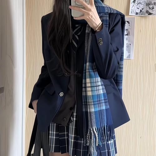 Scottish Tartan Plaid Scarf Winter Cold Weather Faux Soft Cashmere Shawl Wrap with Fringes for Women4