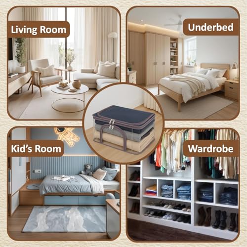 Image of JD FRESH 3 Pcs 34L Transparent Storage Bags with Handles /Foldable Storage box for Clothes /Under Bed Storage Organizer Box with Zippers /Wardrobe Organizer for Storage /Organiser for Blanket /Bedsheet