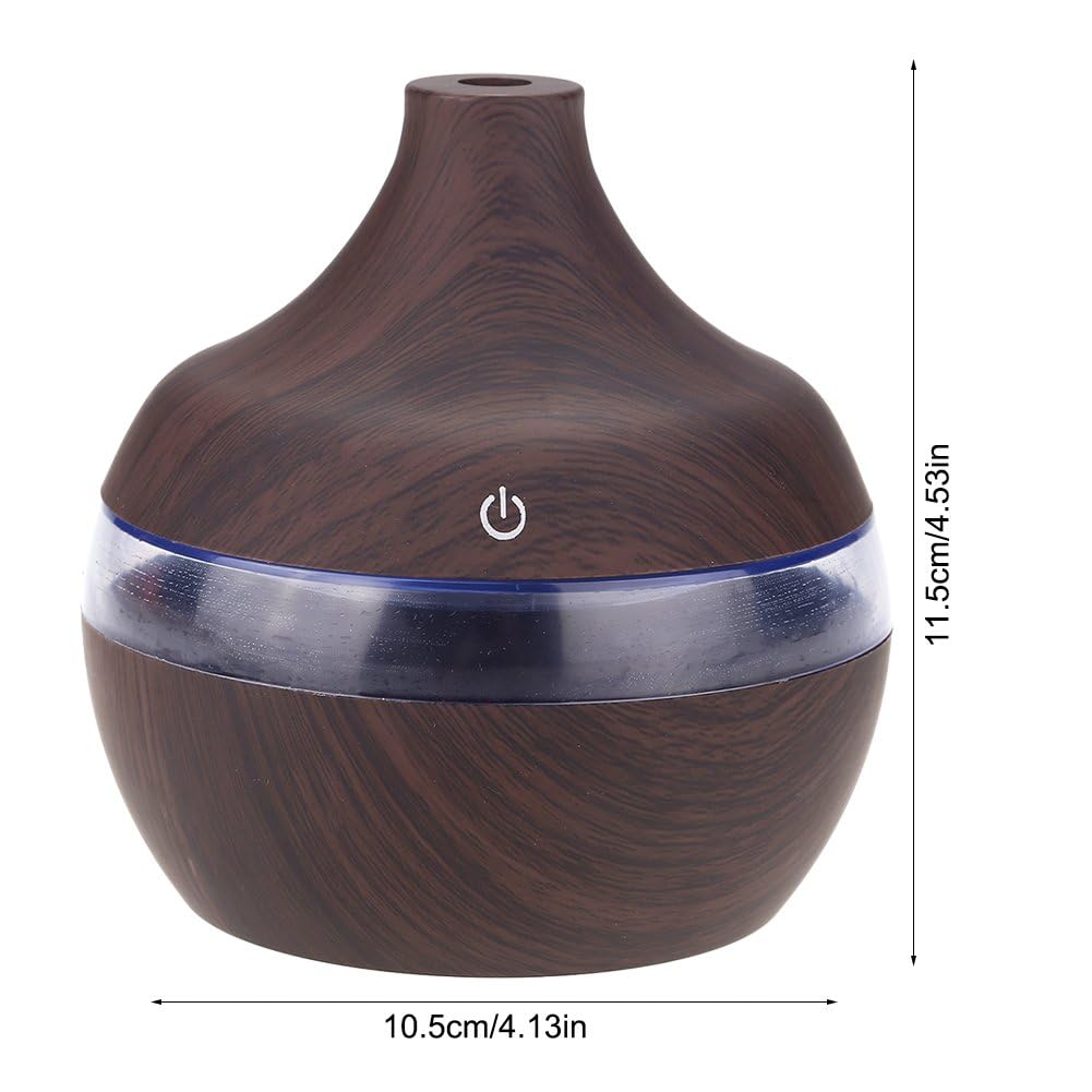 mobigon Wood Cool Mist Ultrasonic Humidifier for Room Moisture, Aroma Diffuser for Home, 300ml Essential Oil Diffuser with 7 Colorful Night Light, Auto Shut-Off, Home, Office, car (D. Dark Brown)