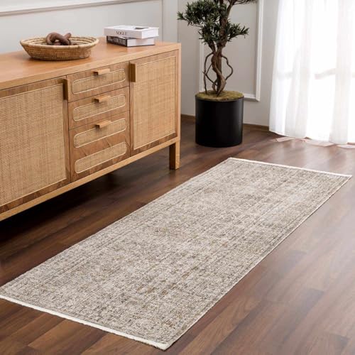Tapete corredor Hauteloom Uzuri 2'7" x 7'3" beige y verde