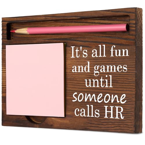 HR Thank You Gifts for Accountant Women Coworker, HR Funny Crazy Joke Personnel Manager Thank You Gift, It's All Fun and Games Nntil Someone Calls HR, Work Desk Retro Note Pad Holder SD213