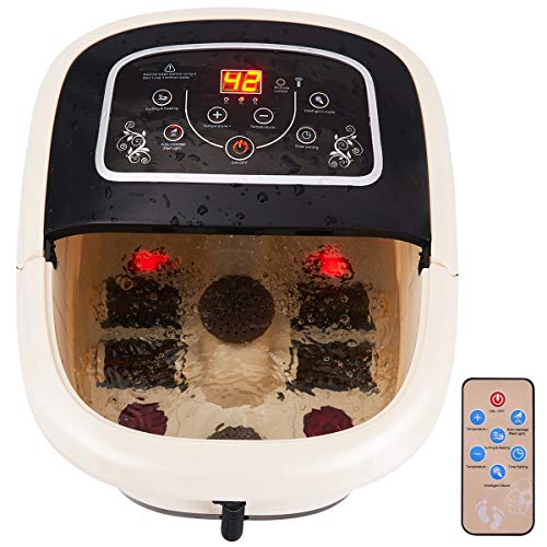 Giantex All in One Foot Spa Bath Massager w/Heat, Motorized Maize Roller Pedicure Spa, Heating& Surfing, Deep Foot Soaking Massager for Home Salon, Digital Tem/Time Set