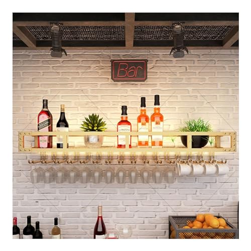 Étagère à vin murale avec LED et porte-verre suspendu pour bar à la maison