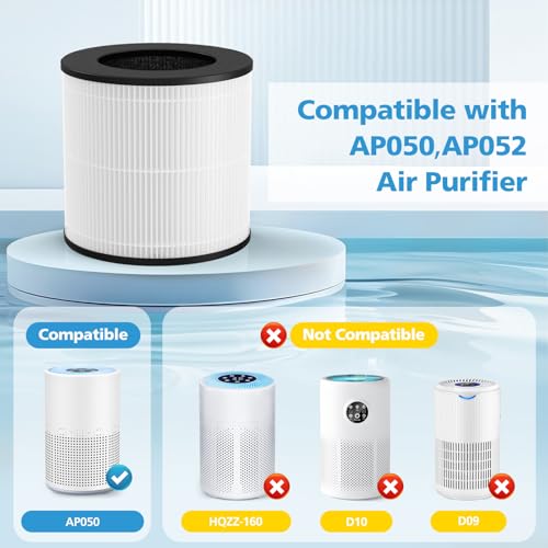 Image of AP050 AP052 Replacement Filter, Compatible with Tailulu AP050,AP052 Air Purifier, HEPA Replacement Filter, 360 3-Stage Filtration for Odor,Dust,Somke,Pollen, 2-Pack