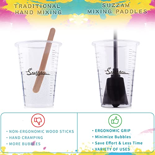 Epoxidharz Mischpaddel, Suzzam 6 Stück Farbrührer Epoxidharz Rührer, Bohrerpaddel Epoxidmischer für 1/4 Bohrer, wiederverwendbarer Farbmischer für Epoxid, Silikonmischen, Malen, Keramikglasur