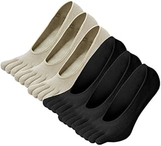 LOFIR Mens Toe Socks No Show Socks Boys Cotton Five Finger Socks Invisible Low Cut Liner Ankle Socks Non-Slip Sneaker Socks Casual Sports School Socks size 6-10/11-14, 6 pairs
