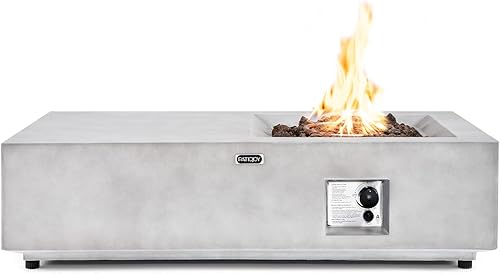 Tangkula Patiojoy - Mesa rectangular para fogata de 48 pulgadas, mesa de fuego de gas propano de 40000 BTU con rocas de lava, cubierta impermeable y