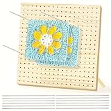 HAND U JOURNEY 9 Inch Premium Wooden Crochet Blocking Board - Complete Crochet Accessories Set with 12 Steel Pins - Ideal for Knitting, Granny Squares, and Projects