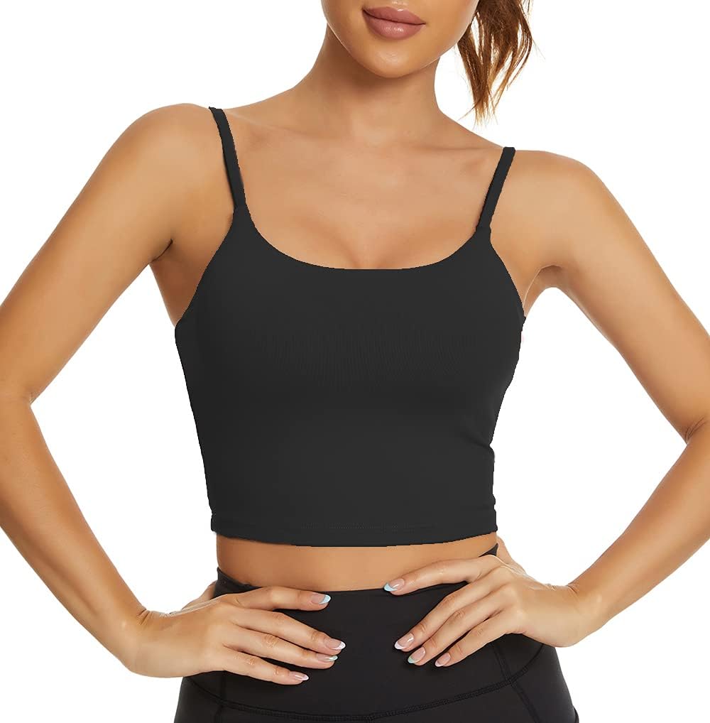 Tandisk Women Sports Bra Longline Crop Tank Top Padded Workout Running Yoga - Image 4