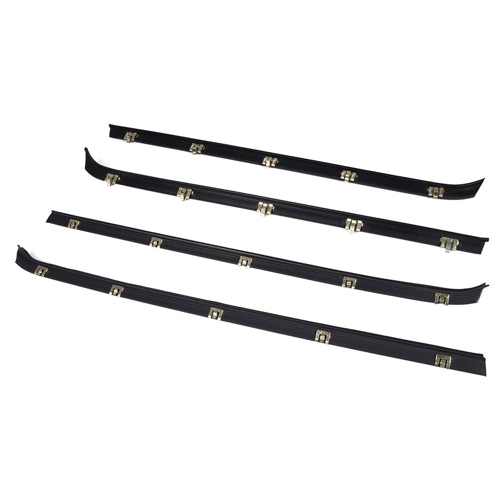 New Left Right Car Glass Seals Belt Weatherstrip Kit 4Pcs Set, Black