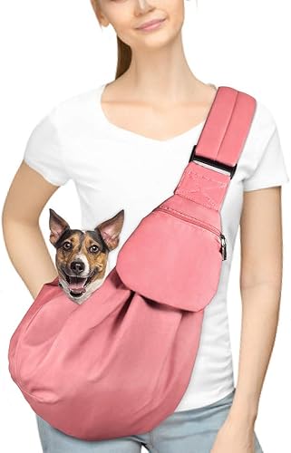 AUTOWT Eslinga acolchada de papoose para perro, correa de hombro ajustable para mascotas, manos libres, bolsa de mano reversible con cinturón de
