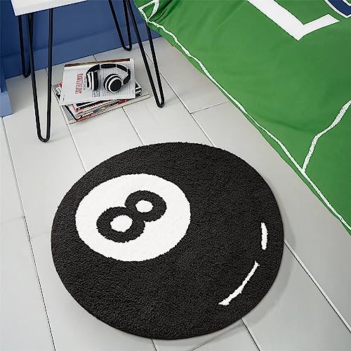 Estmy Black 8 Ball Rug, Cute Unique Cool Fun 3ft Round Area...