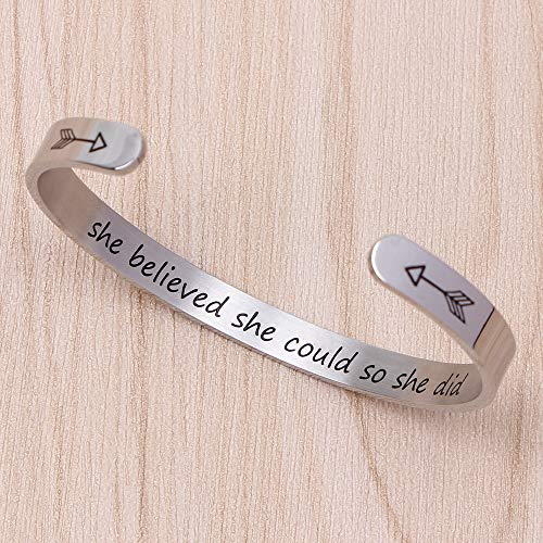 Btysun Bracelets for Women Mothers Day Bracelet Gifts from Daughter Inspirational Gifts for Women Graduation Gifts for Her Motivational Birthday Cuff Bangle Friendship Personalized Mantra Jewelry…