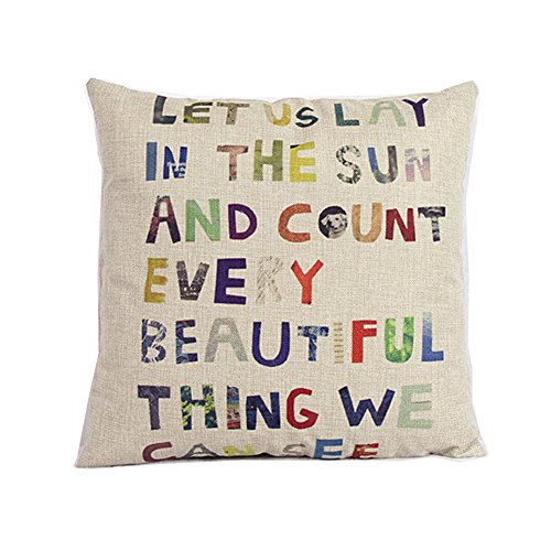 ambrelia 45,7 x 45,7 cm coton Housses de coussin Taie d'oreiller décoratif en lin avec écriture pour canapé, Drap en coton, Style3, 18"*18"