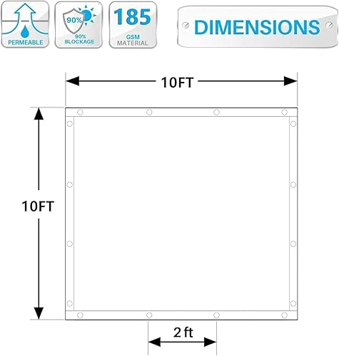 Miniatura 55 de Sombra 90% de tela para el sol, cubierta de privacidad para patio, jardín, pérgola, toldo con ojales (moca, 8 x 12 pies)