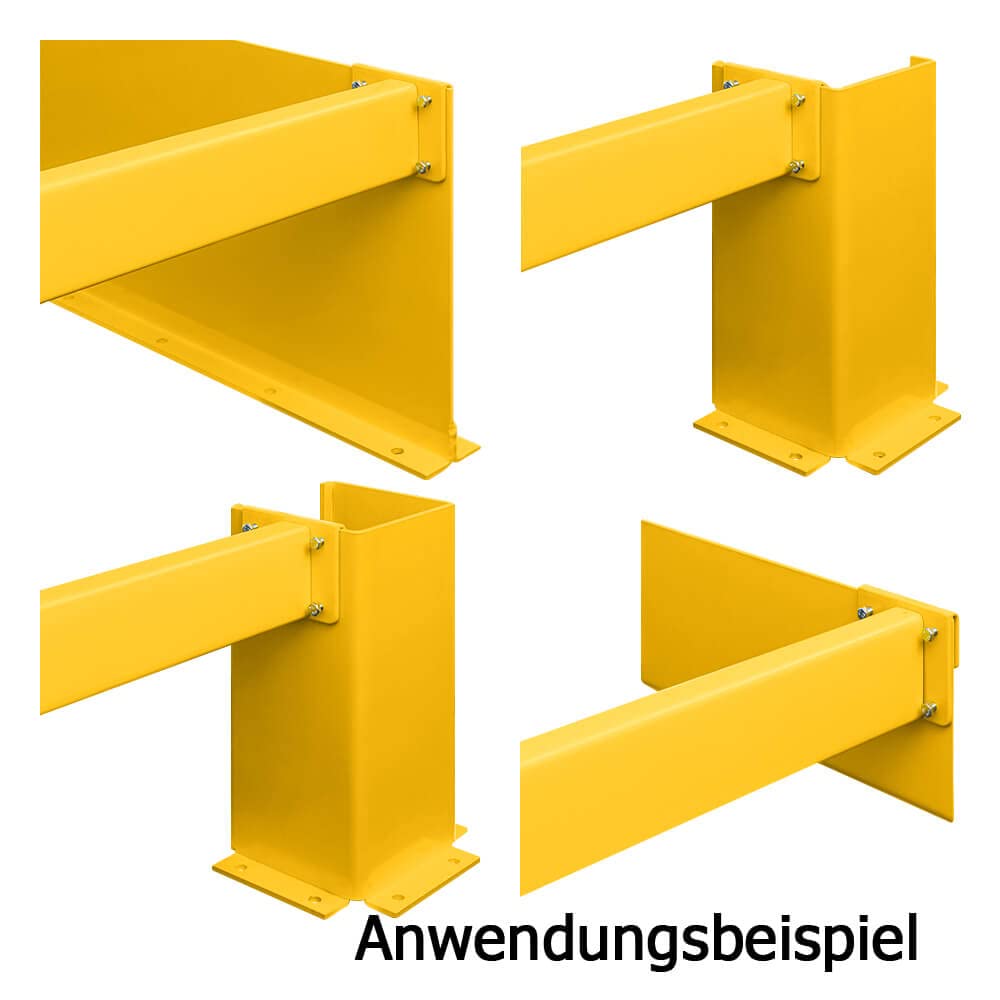 ROBUSTO Rammschutz-System VARIO Erweiterungs-Set, gelb/s, Stahl, 117 cm Länge, Art.-Nr. 609500 | Anfahrschutz Wand | Flächenschutzprofil | Regal Anfahrschutz