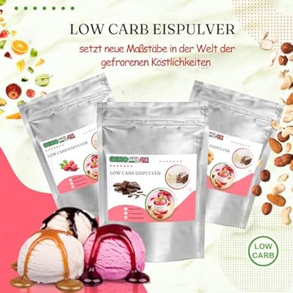 Gino Gelati Low Carb Eis Pulver Vegan Zucker-, laktosefrei mit Nussgeschmack, Herstellung mit oder ohne Eismaschine möglich, schnelle und einfache Zubereitung (333 g, Pistazie) – Bild 4