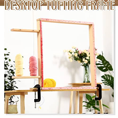Image of Tufting Frame for Rug Making, Large Tufting Gun Frame Kit with Table Clamp and Tack Strips for Carpet Making Wooden Sewing Frame Stand Suitable for Electric Carpet Gun