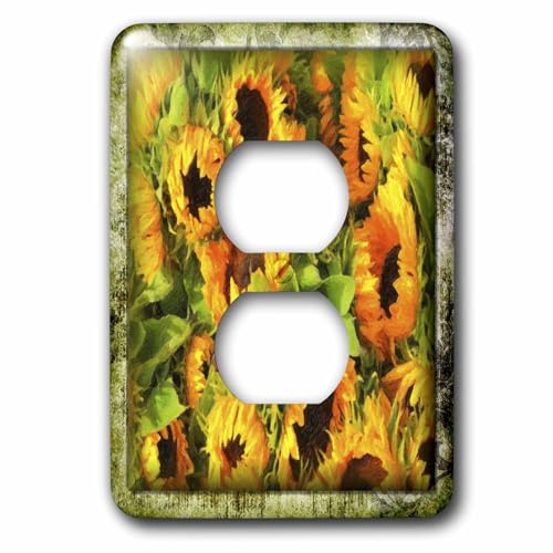 Tournesols peints pour remplacer plaque interrupteur usée 3dRose - 2