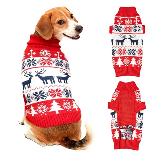 Dog Christmas Jumper Pet Dog Christmas Sweater Knitted Dogs Santa Jumper Christma Dogs Jumpers Puppy Christma Jumpers for Small Medium Large Funny Puppy Xmas Sweater S