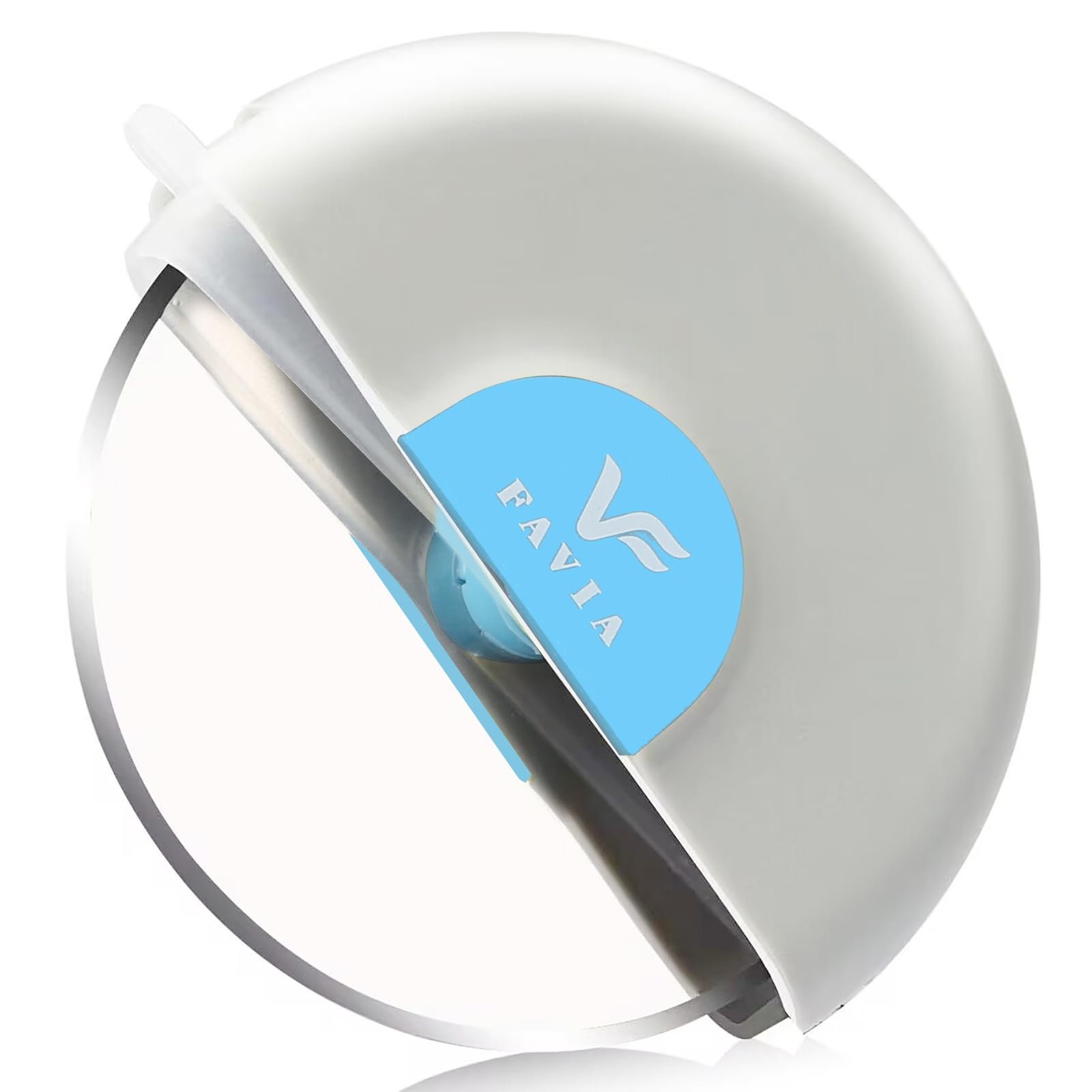 FAVIA Pizza Cutter Wheel Slicer 304 Stainless Steel Sharp Blade with Protective Blade Guard Cover BPA Free Dishwasher Safe (Blue)