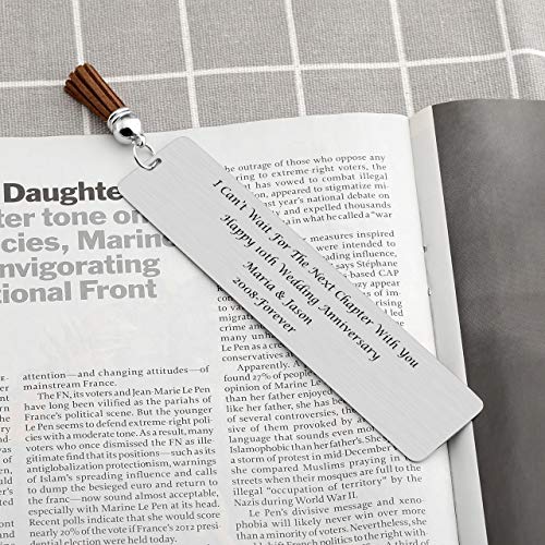 Jovivi Personalized Metal Bookmarks, Custom Message Stainless Steel Rectangle Tag With Brown Tassel For Book Lover Kids Office School Reading #TOP2