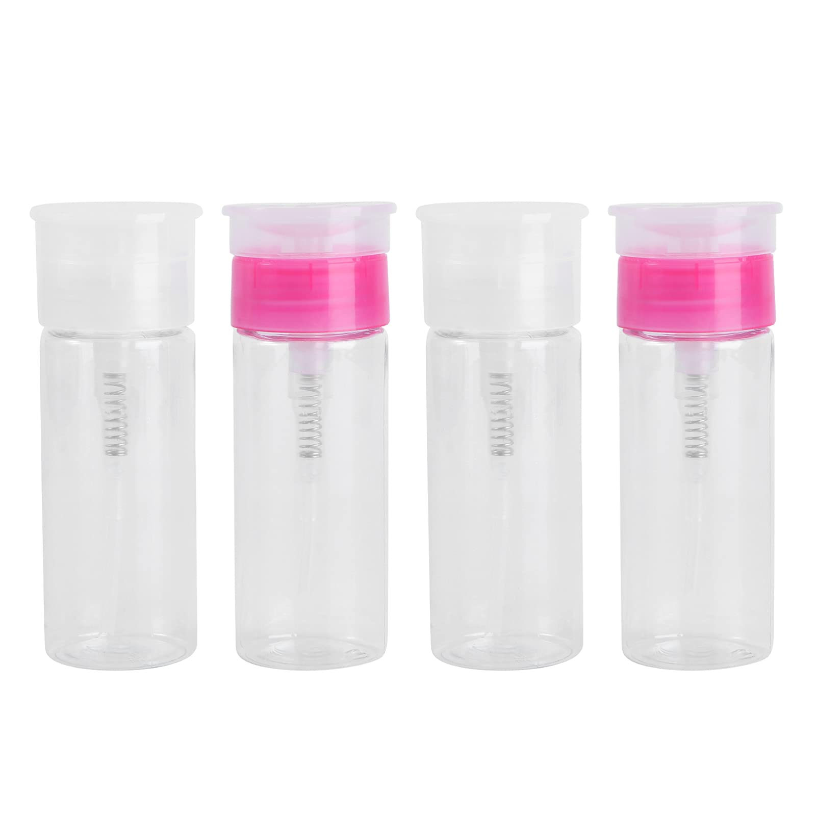 HEALLILY 1 Set 100ml Nail Polish Remover Bottles Pump Dispensers Bottles Push Down Pump Dispenser ( White Pink )