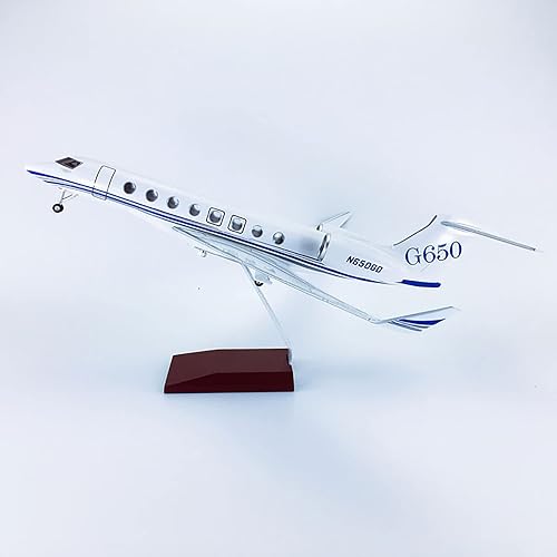 Miniatura 5 de Modelo de avión Jet de 17.7 pulgadas 170 modelo Gulfstream G650 con luces y ruedas modelo de pantalla modelo plano de resina ABS para colección o