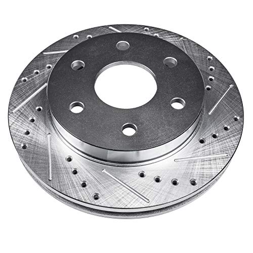 Image of Detroit Axle - Brake Rotors for Chevy Traverse GMC Acadia Buick Enclave Saturn Outlook Drilled & Slotted Disc Brake Rotors Front & Rear Replacement