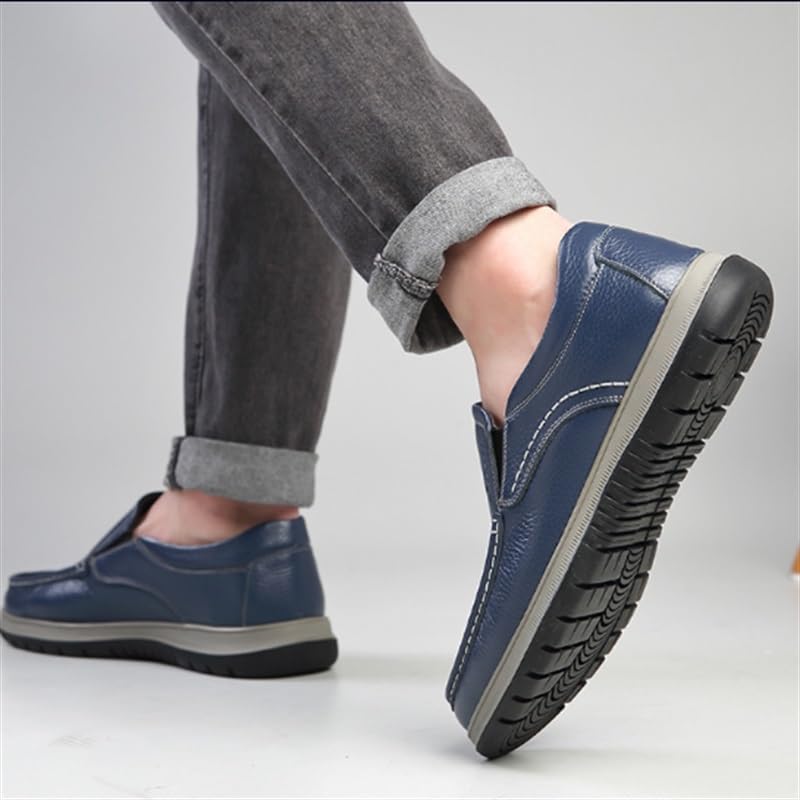 Men's Leather Shoes Slip-on Lightweight Casual Sport Shoes Breathable Non-Slip Flat Handmade Stitching Daily Wear Stylish Trendy Versatile Shoes4