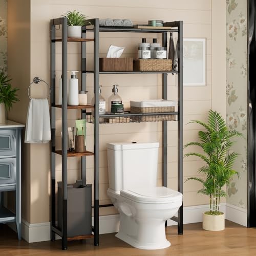Over The Toilet Storage with Side Rack, 7-Tier Bathroom Organizer...