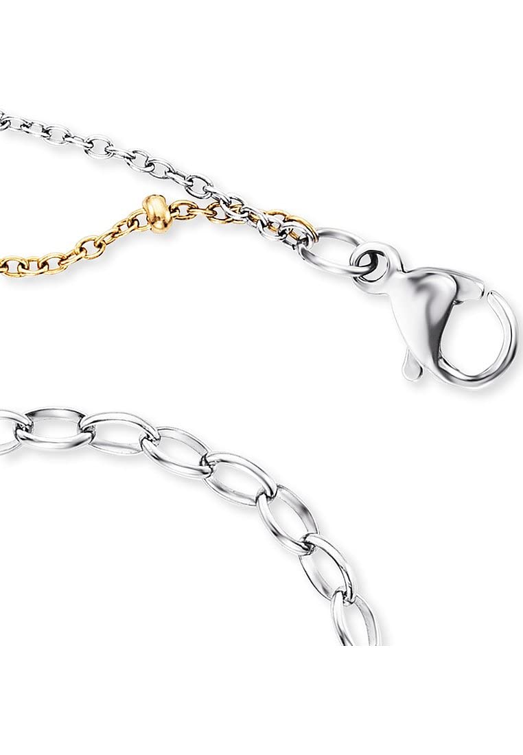 Engelsrufer Twin Moonlight - Cavigliera da donna, bicolore in acciaio inossidabile, argento, oro, lunghezza regolabile, senza nichel, adatta per chi soffre di allergie, 22 cm, Acciaio inossidabile