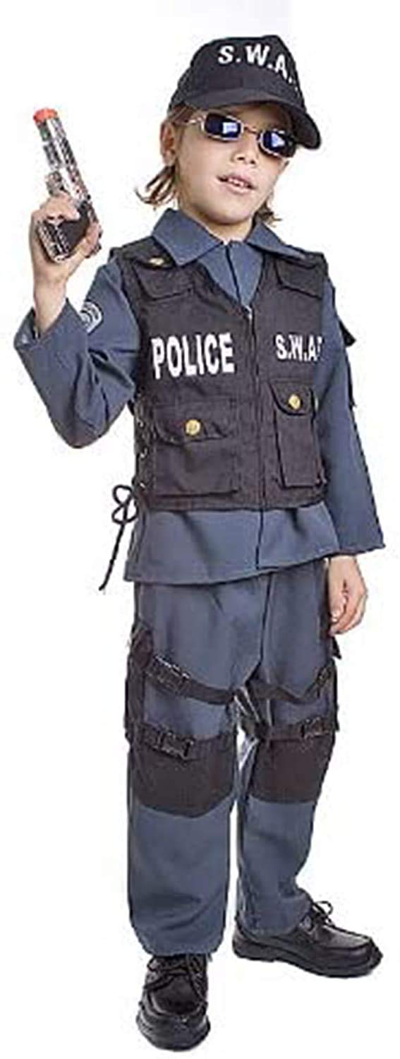Dress Up America Deluxe Children's SWAT Police Officer Costume Set, Blue