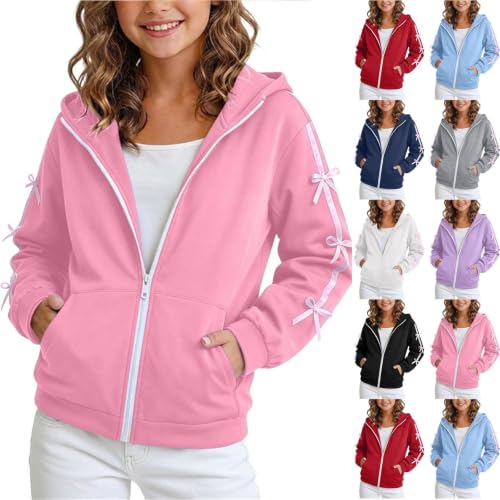 Jacket for Girls Soft Zip Up Hoodie Long Sleeve Sweatshirt with Bow - image 1